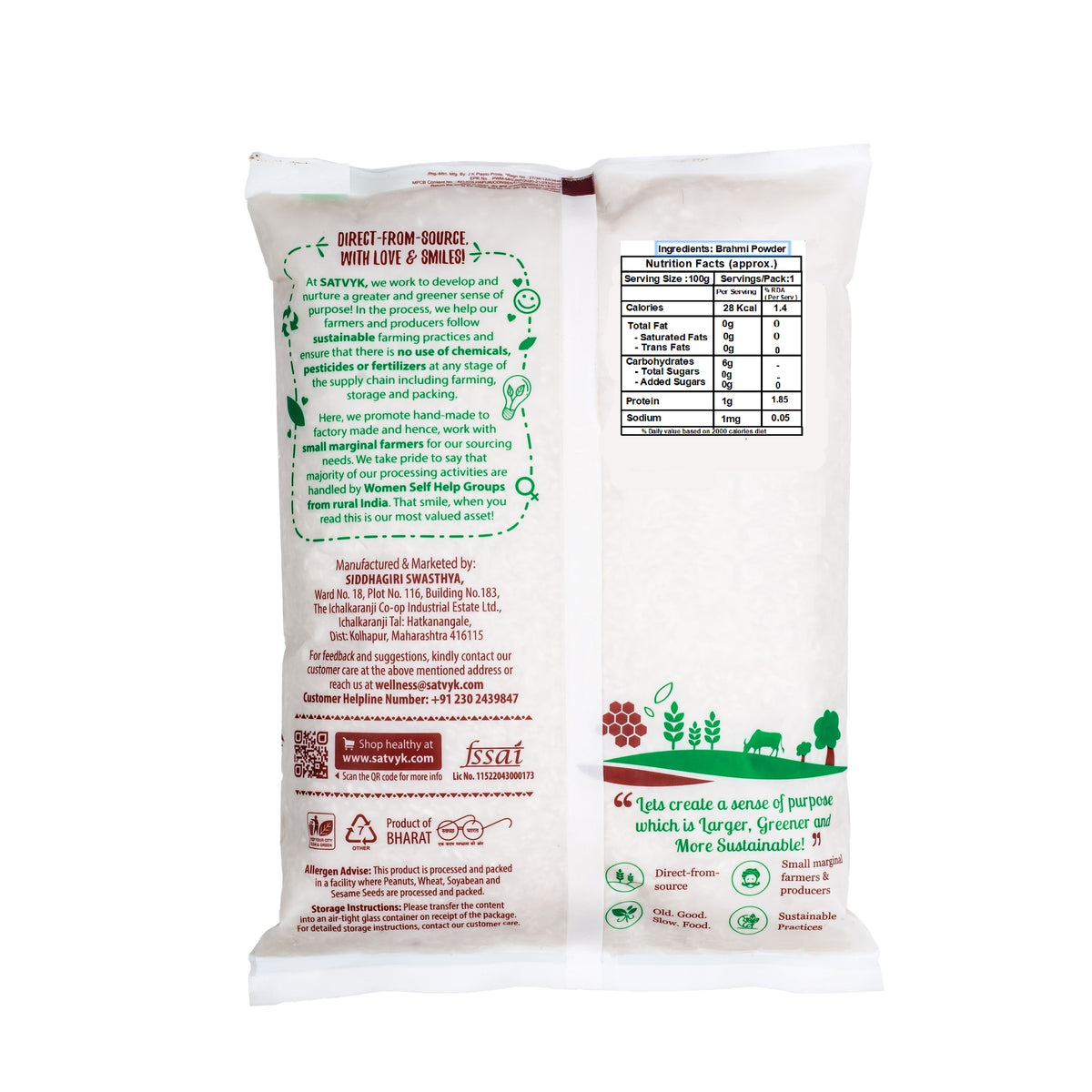 Brahmi Powder | Supports Memory, Focus & Sleep | Ancient Herb for Mental Clarity