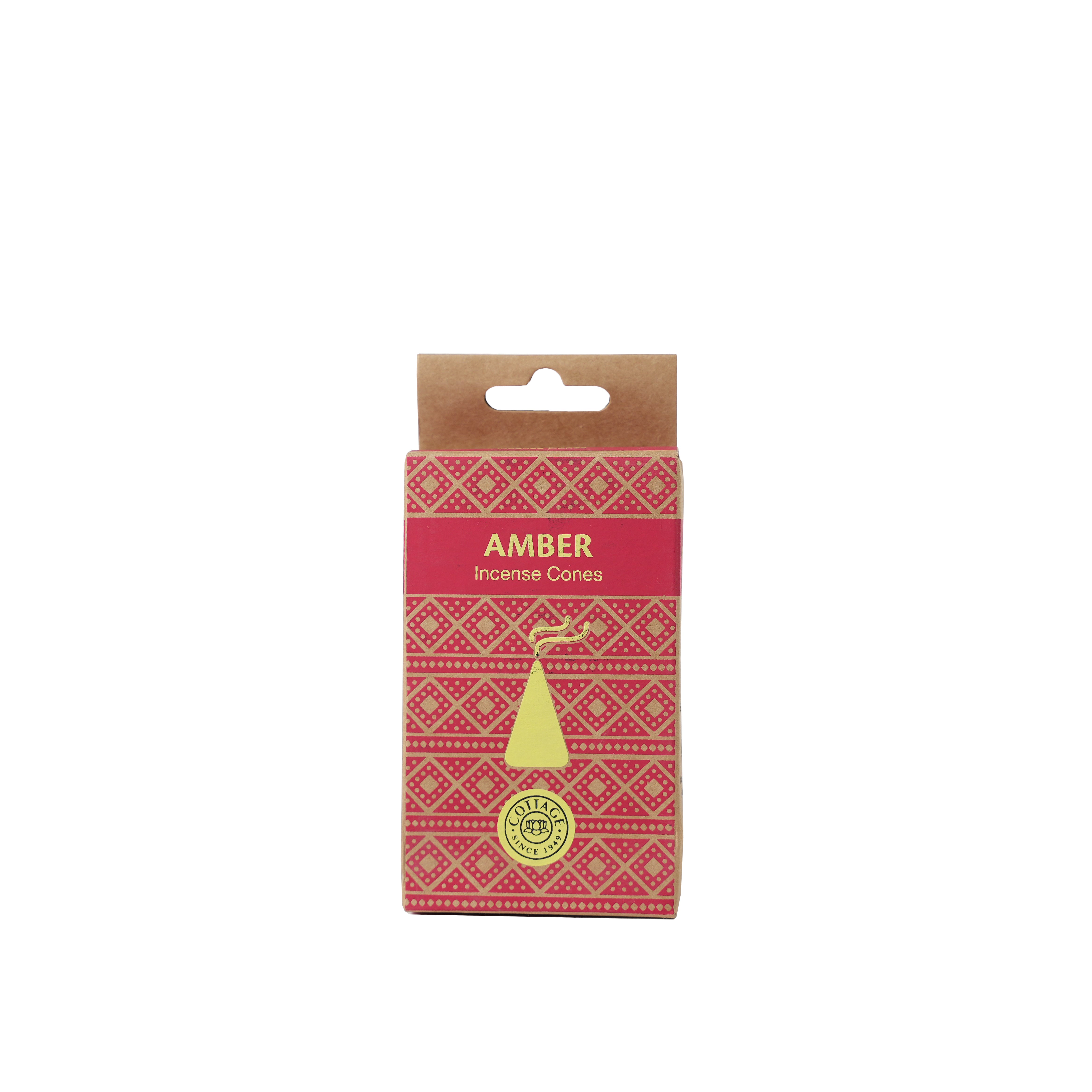 Natural Amber Incense Cones | Warm & Resinous Scent | Enhances Spiritual Energy | 15 Cones | Ideal for Prayer & Mood Upliftment