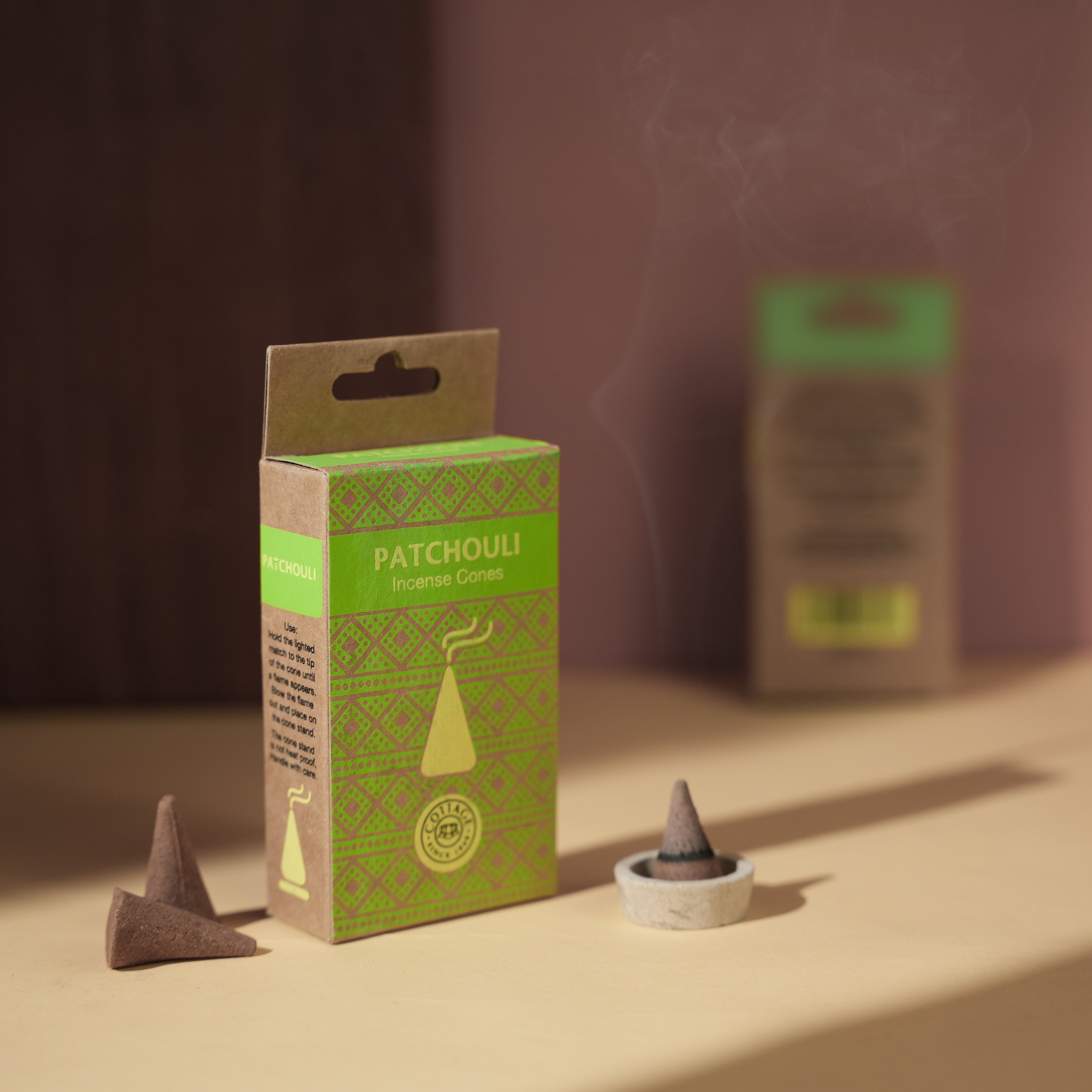 Natural Patchouli Incense Cones | Earthy & Deep Aroma | Grounding & Soothing | 15 Cones | Ideal for Yoga, Focus & Calm