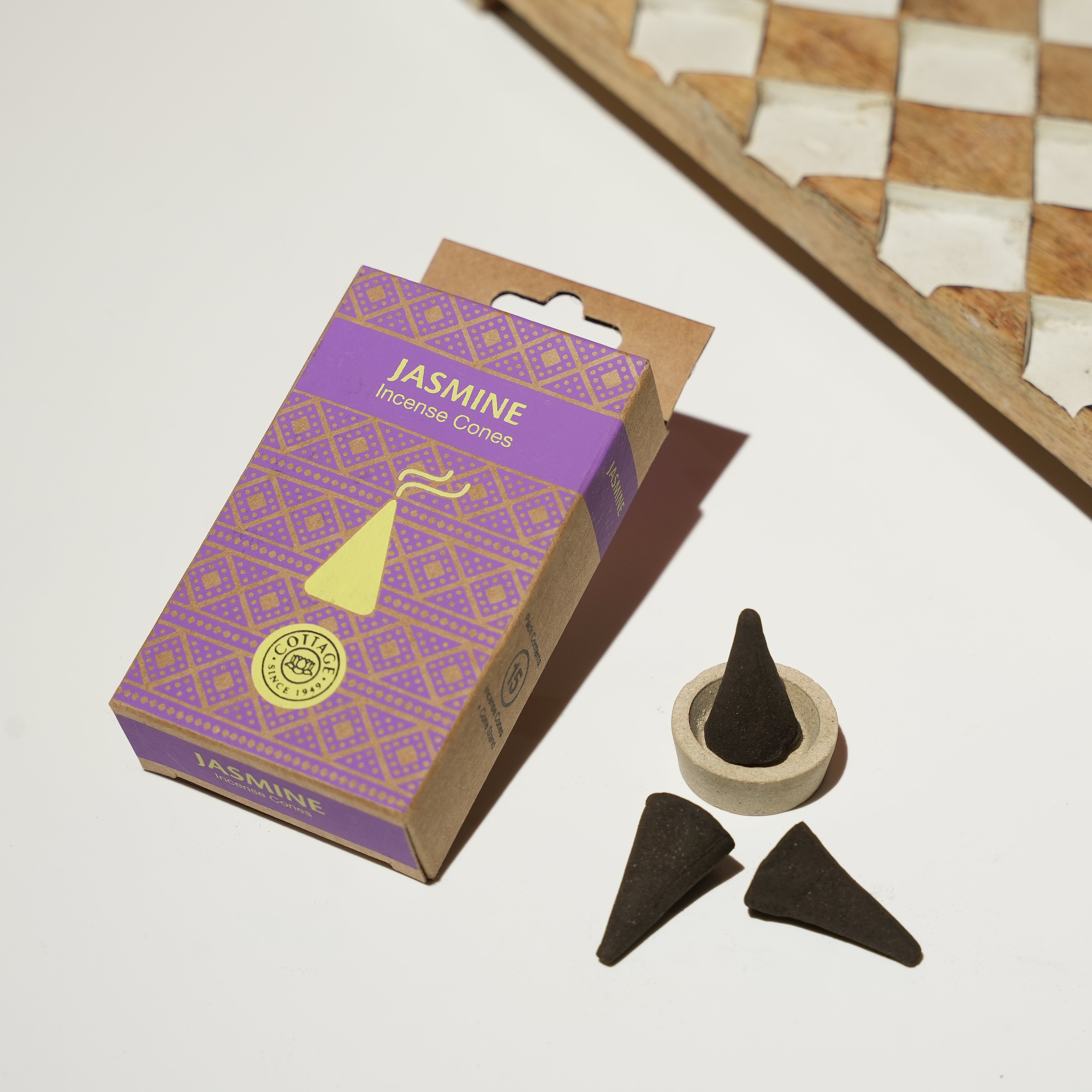 Natural Jasmine Incense Cones | Sweet Floral Fragrance | Creates Serene Ambience | 15 Cones | Perfect for Daily Pooja & Home Freshness