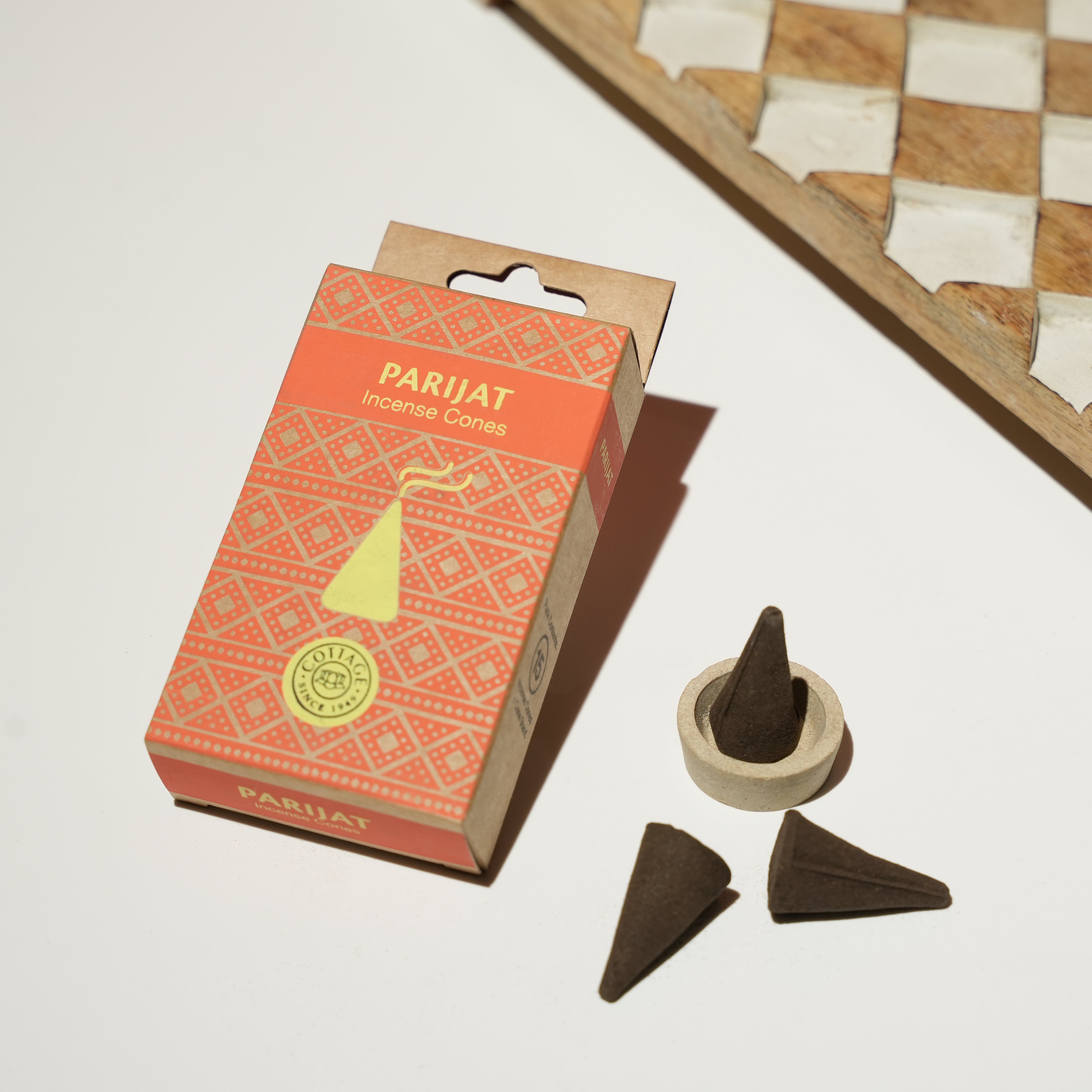 Natural Parijat Incense Cones | Divine Night Jasmine Aroma | Brings Peace & Positivity | 15 Cones | Ideal for Temple & Meditation Use