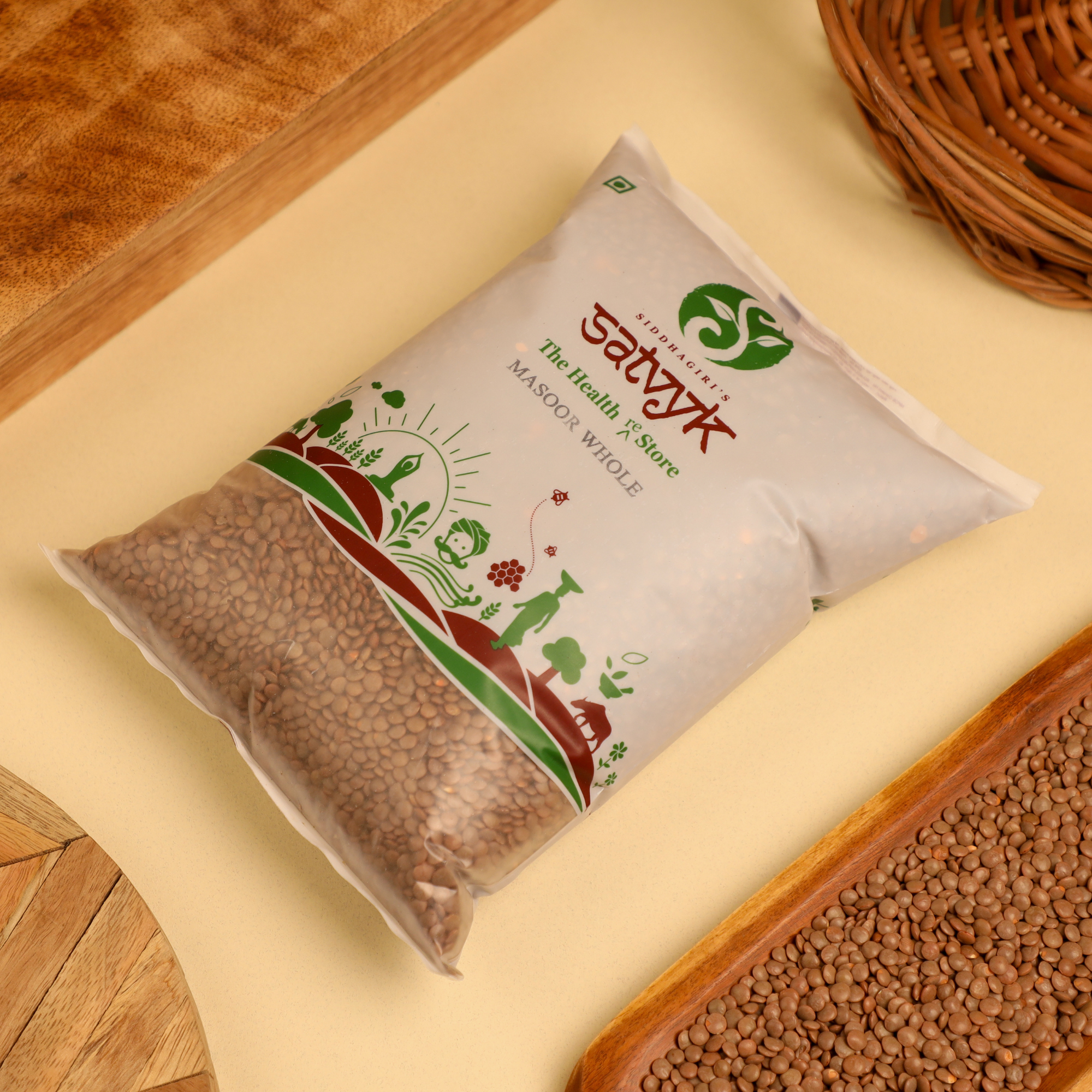 Masoor Whole | Whole Red Lentils | Unpolished & Iron-Rich | Quick Cooking | Ideal for Soups, Stews & Home-Cooked Meals