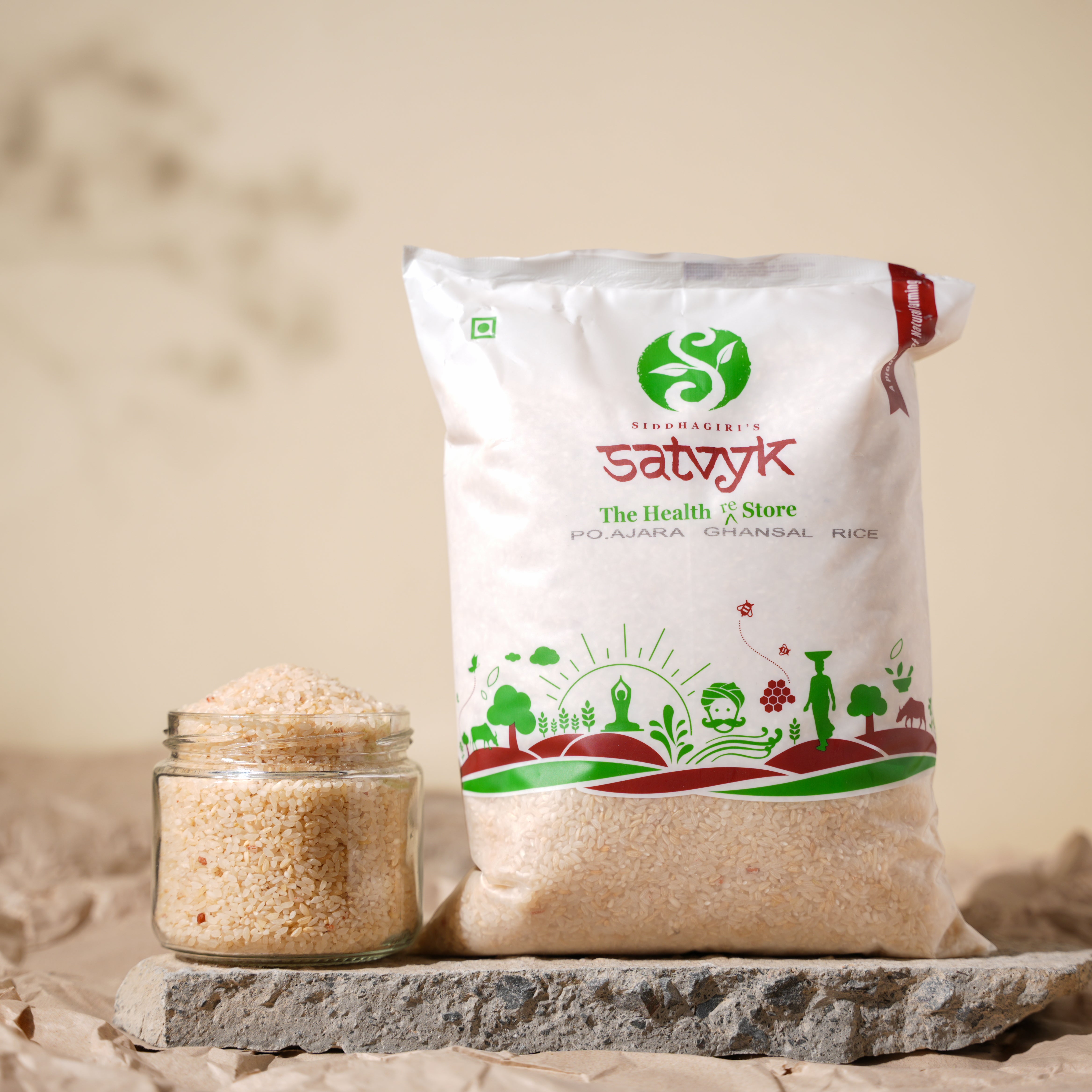 White Aajra Ghansal Rice | Heirloom Fragrant Rice from Maharashtra | Soft & Aromatic | Perfect for Special Meals