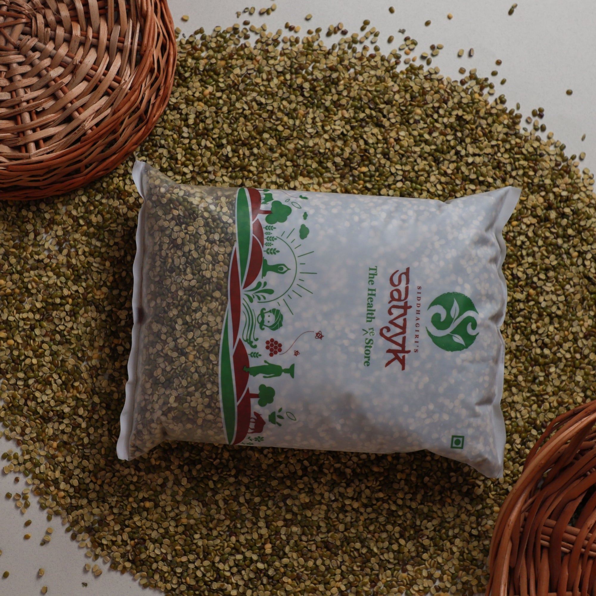 Organic Chilka Moong Dal |Green Moong dal split | Unpolished Green Moong Dal with Chilka | Split Hari Moong Dal| Green Gram | Pesticide free Moong Dal