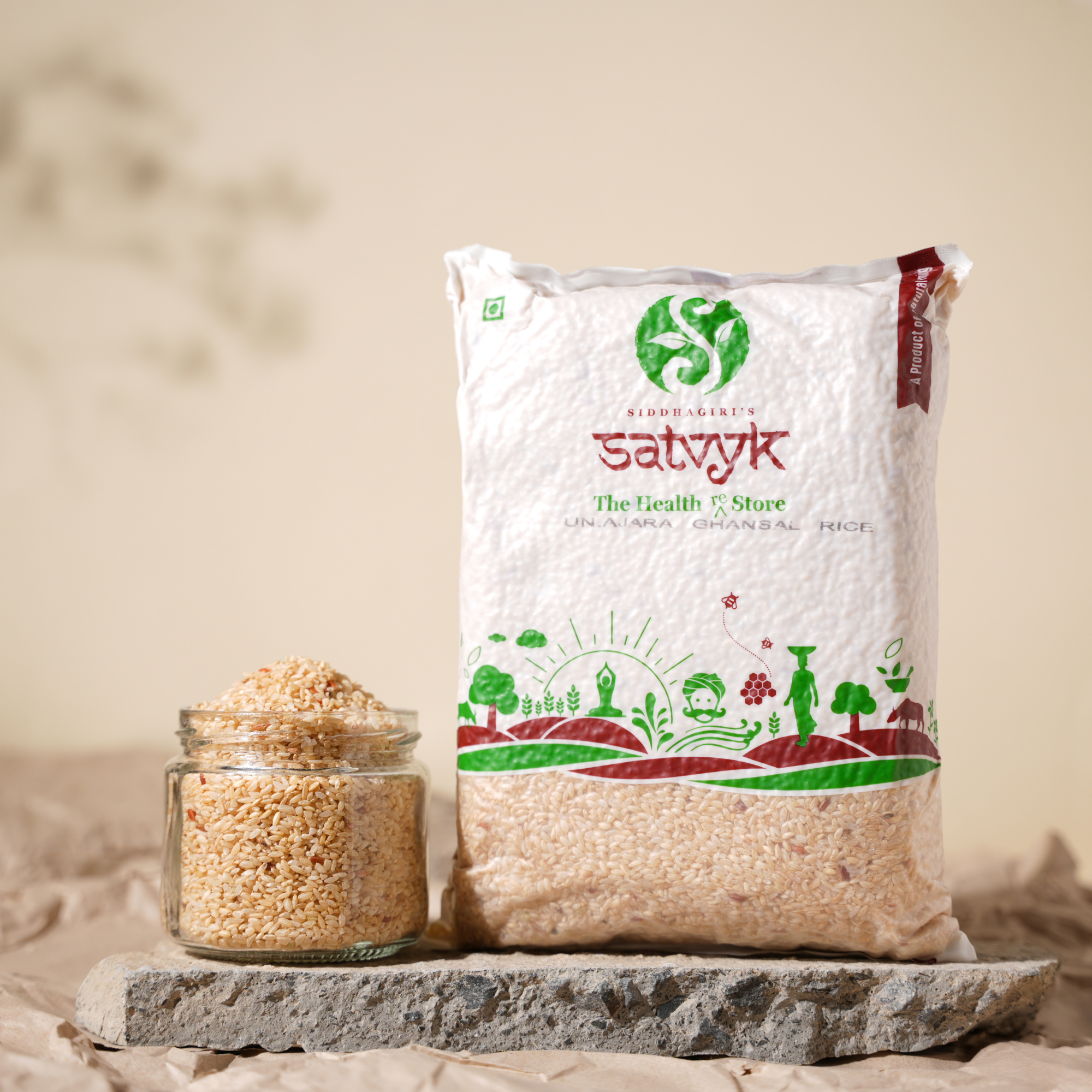 Unpolished Ajara Ghansal Rice | Ghansal Tandul | Aromatic Rice | Pesticide-free, Non GMO, Natural and Pure