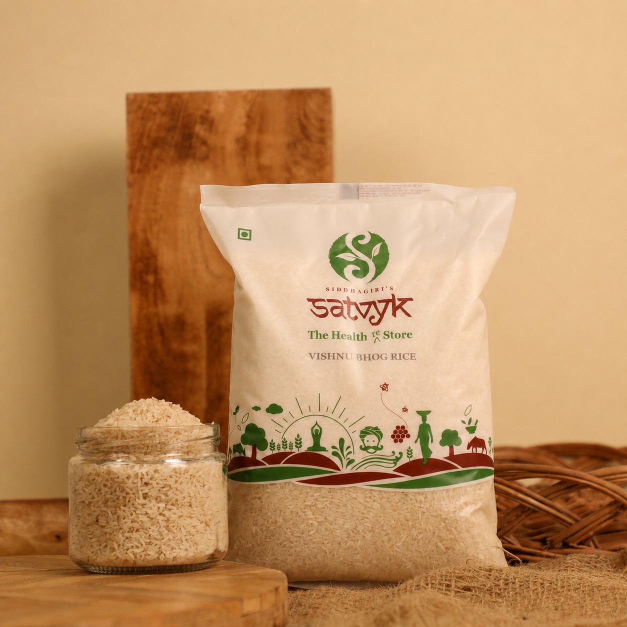 Vishnu Bhog Rice (Vishnu Bhog Chawal) | Traditional Aromatic Indian Rice | Satvyk Vishnu Bhog Rice