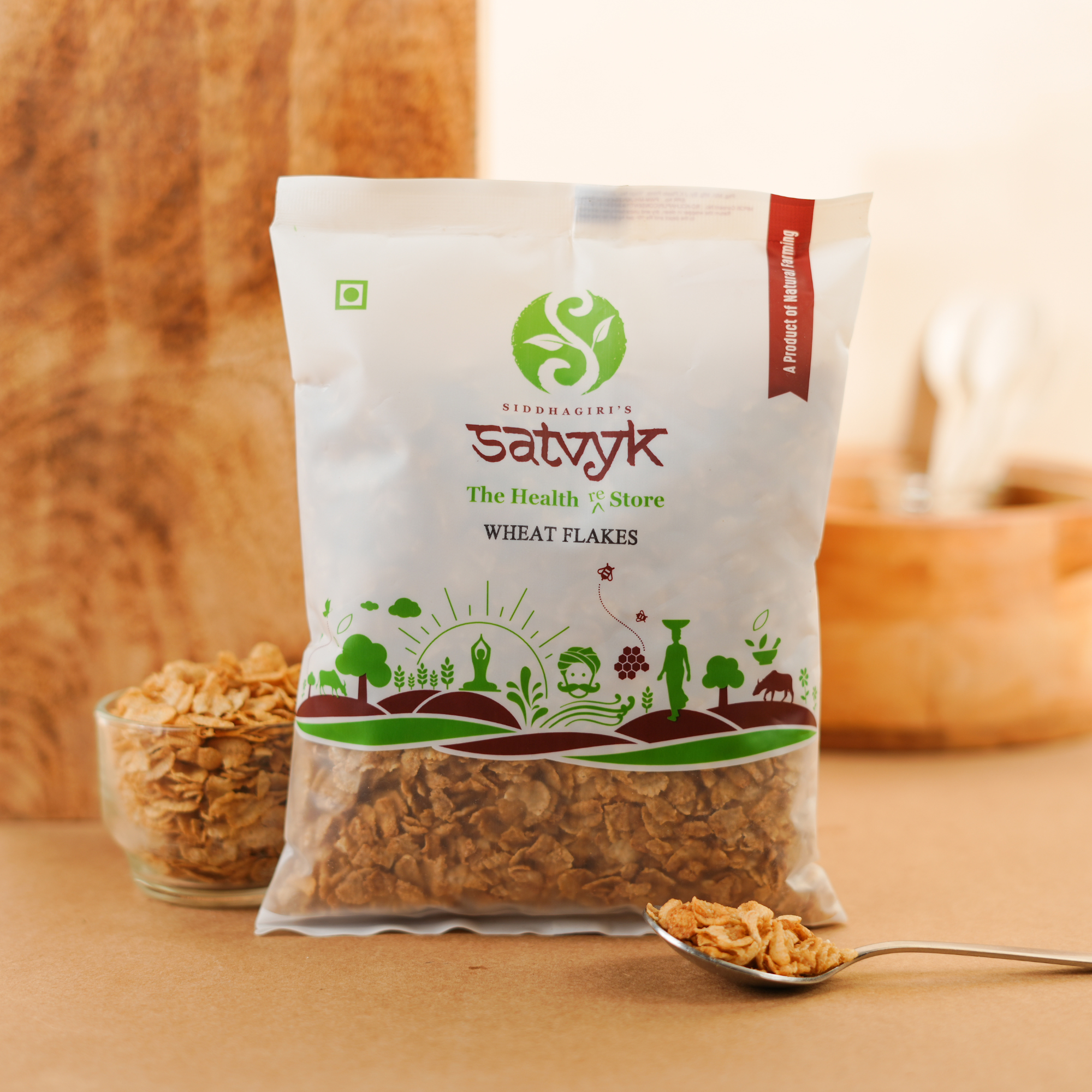 Wheat Flakes | Whole Grain & High Fiber | Naturally Crisp | Perfect for Healthy Breakfast Bowls