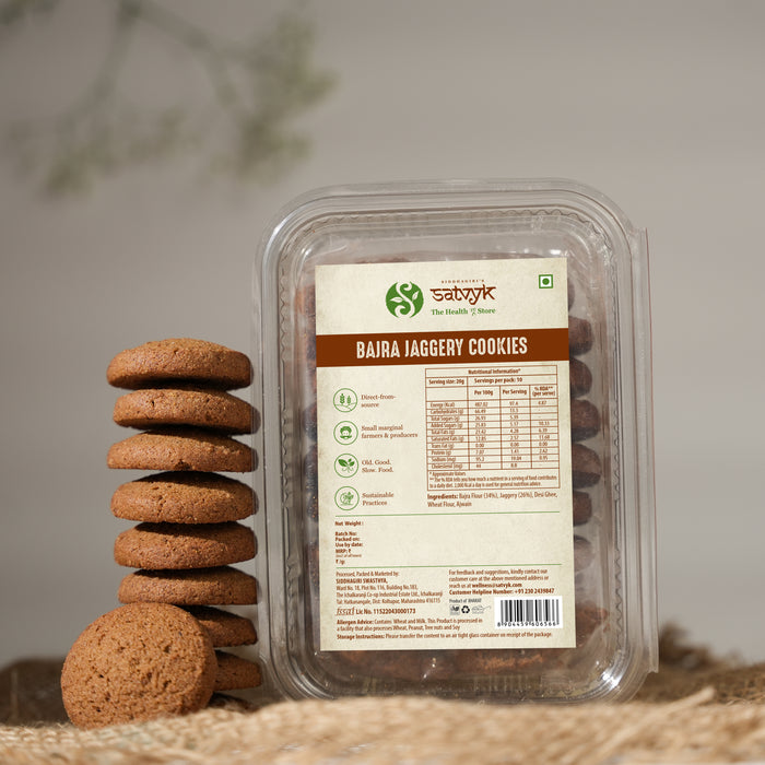 Bajra Jaggery Cookies - Handmade with Jaggery | No Sugar | No Palm Oil | No Maida | Healthy Cookie Biscuits made with Bajra Millet