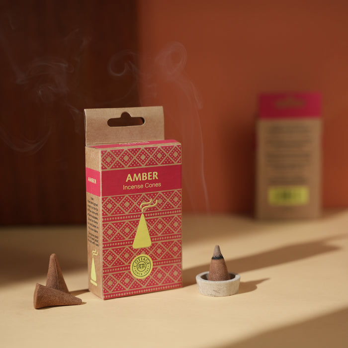 Natural Amber Incense Cones | Warm & Resinous Scent | Enhances Spiritual Energy | 15 Cones | Ideal for Prayer & Mood Upliftment