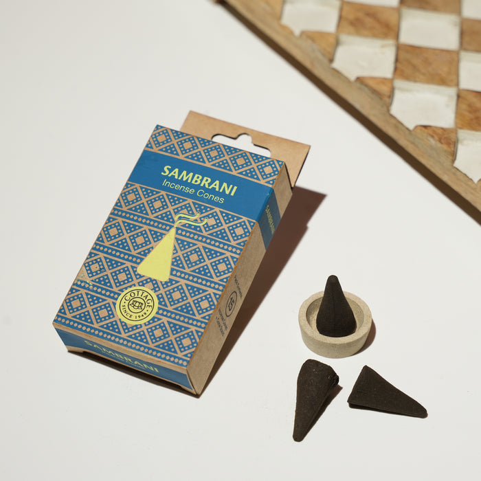 Natural Sambrani Incense Cones | Traditional Purifying Fragrance | Sacred Vibes for Daily Rituals | 15 Cones | Cleanses Aura & Space