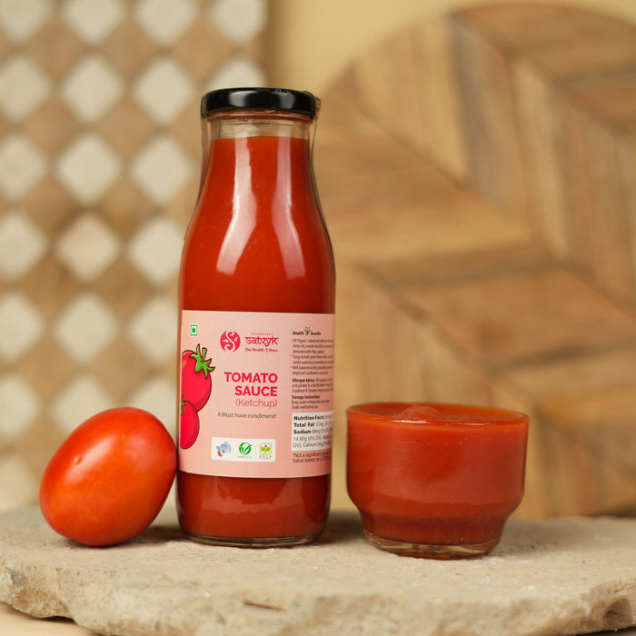 Natural Tomato Ketchup | No Added Preservatives | Rich Tomato Taste | Kids’ Favourite Dip | Satvyk Tomato Ketchup