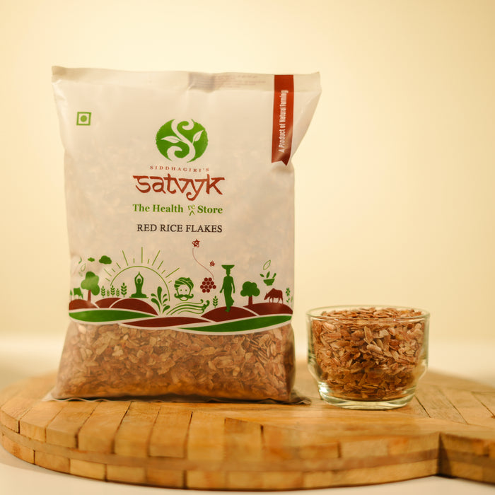 Red Rice Flakes | High-Fiber & Iron-Rich Poha | Unpolished & Gluten-Free | Ideal for Quick Breakfasts | Satvyk Red Rice Flakes