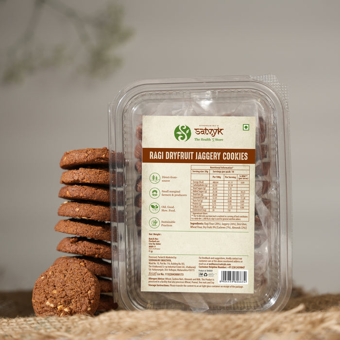 Dryfruit Jaggery Cookies - Handmade with Jaggery | No Sugar | No Palm Oil | No Maida | Healthy Cookie Biscuits made with Dryfruits