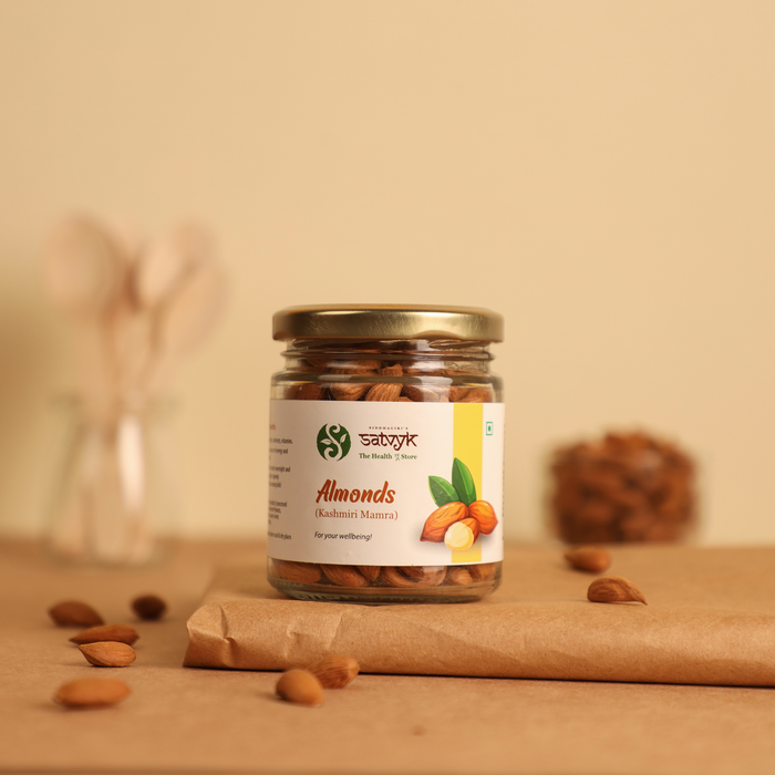 Kashmiri Mamra Badam | Mamra Almonds | Mamra badam dry fruits | Premium Almonds , Rich in oil  | All Natural | No Preservatives | Non GMO| Satvyk Almonds
