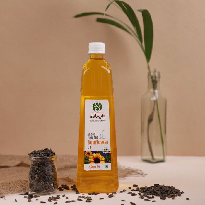 Cold-Pressed Sunflower Oil |  Suryaphool ka Tel |Sunflower oil for Cooking| Wood pressed Sunflower oil| Kacchi Ghani Oil|  Unrefined Sunflower oil | Satvyk Sunflower Oil