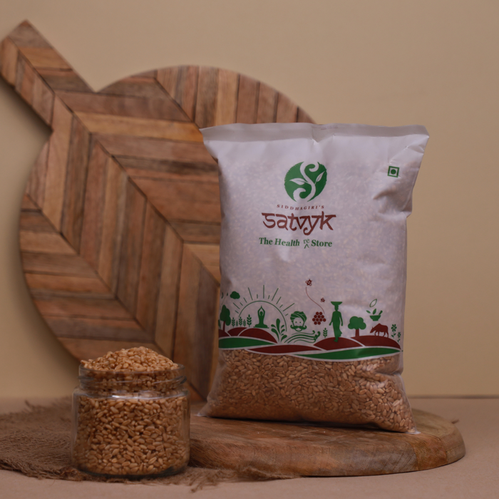 Sharbati Wheat | Sharbati Gehu for soft Rotis | Premium quality Whole Wheat | Non GMO, pesticide-free, chemical-free, naturally grown | Satvyk Sharbati Wheat