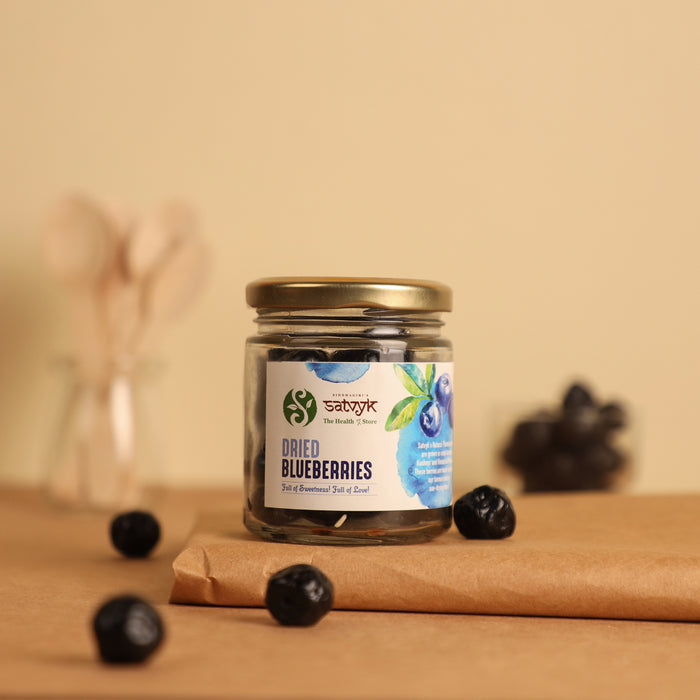 Premium Dried Blueberries| Berries for Snacks | No sugar Plum berries | No Preservatives | Healthy Snacks| Low calories snacks| | Satvyk Dried Blueberries