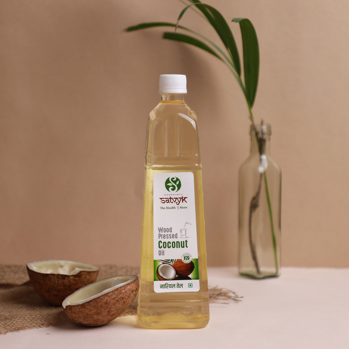 Cold-pressed Coconut oil, Wood-pressed Coconut oil | Khopra tel  | Coconut oil for Cooking | Pure and Natural | Unheated | Unrefined | Healthy | Satvyk Coconut Oil